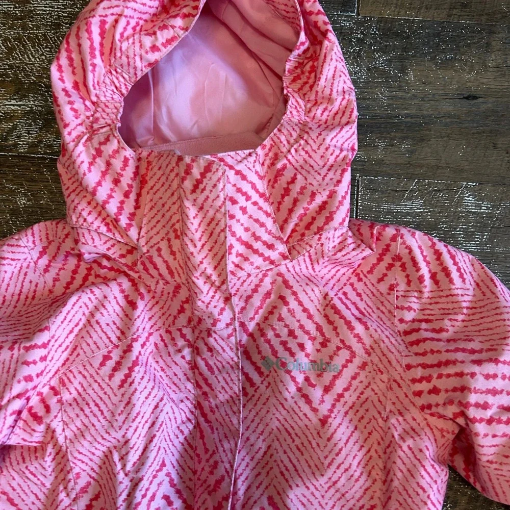 Columbia Girls Pink Chevron 3-in-1 Interchange Jacket Omni-Heat Small